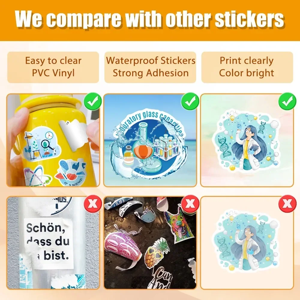 50PCS Cartoon Science Lab Sticker Aesthetic DIY Decoration Laptop Phone Skateboard Car Waterproof Sticker for Kids Gift