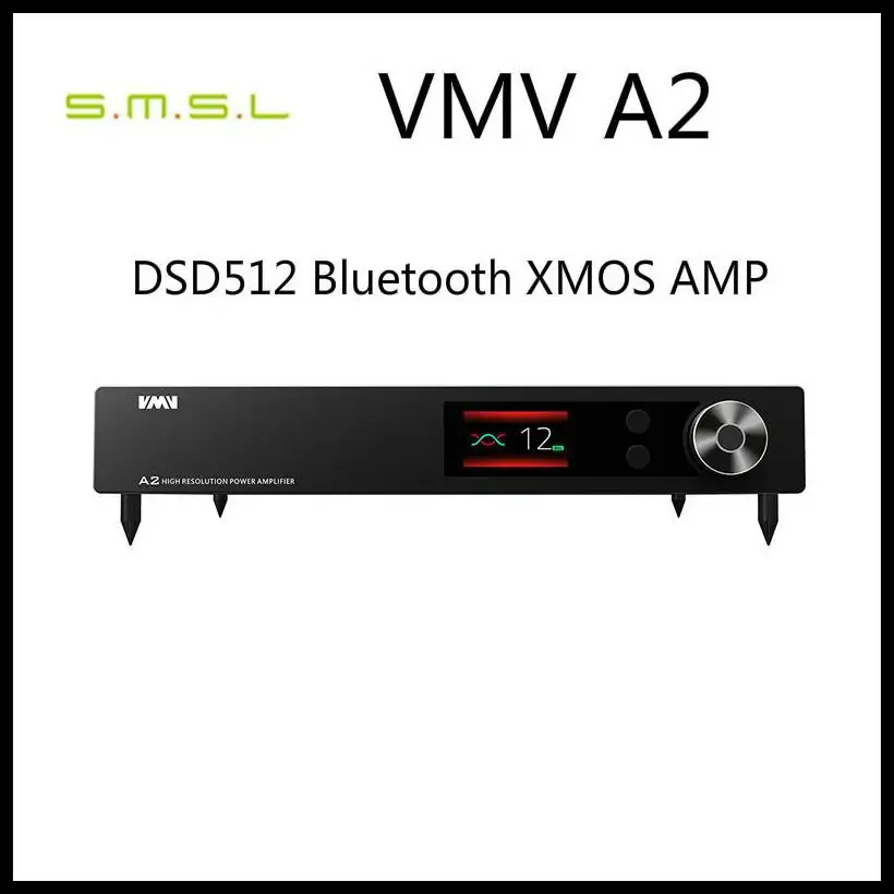 SMSL VMV A2 Amplificador de potência de alta resolução 32bit 768KHZ DSD512 Bluetooth XMOS 200w Subwoofer Pré saída 2.1 Amplificador de potência de áudio