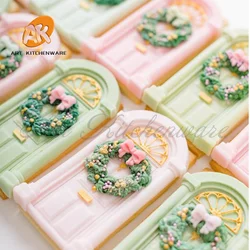 Relief Door Design Silicone Mold Fondant Cake Decoration Silicone Mold Hand Made Decorating Leaves Chocolate Candy Kitchenware