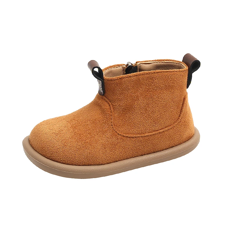 Autumn New Baby Short Boots Girls Fashion High-top Leather Boots Boys Anti-slip Retro Cotton Boots