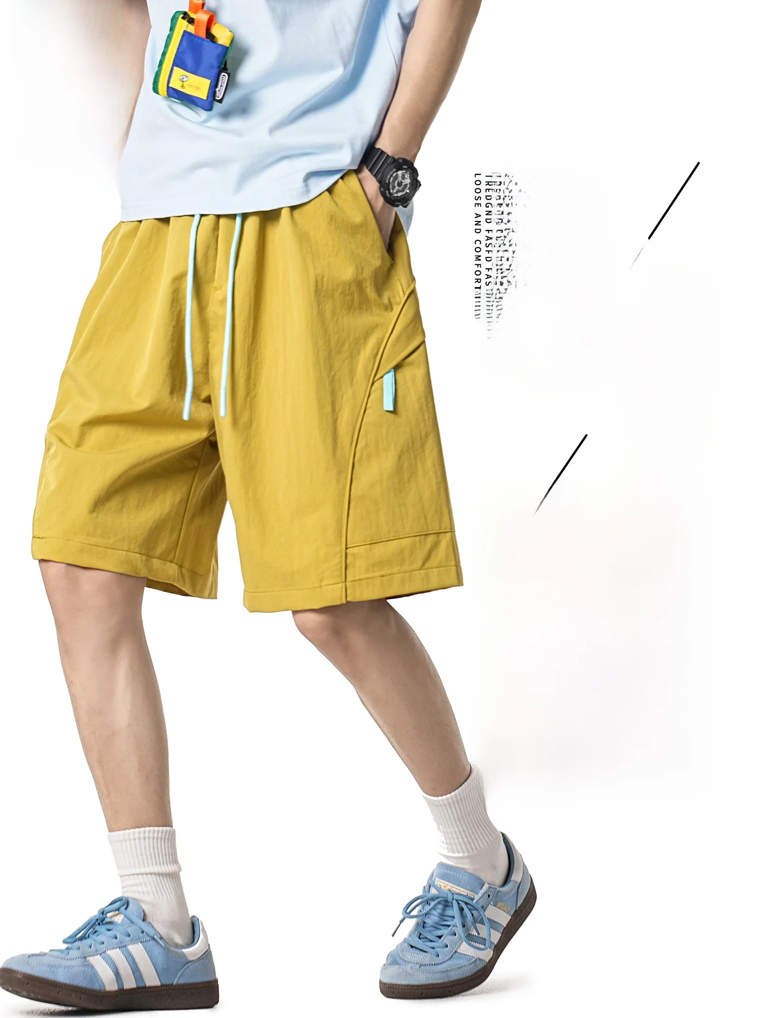 

PaulFrank Loose Fit Straight Leg Sport orts Men's Summer New Casual Workwear Five-Quarter Length Polyester Fiber orts