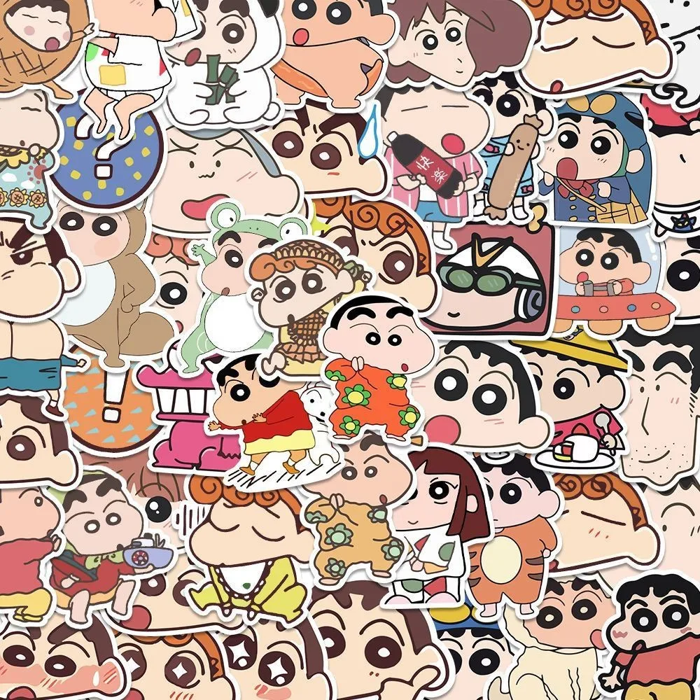 100 Uds. Pegatinas de dibujos animados de Crayon Shin Chan, calcomanías Kawaii, juguetes para niños, decoración para coche, portátil, teléfono, papelería, pegatina impermeable