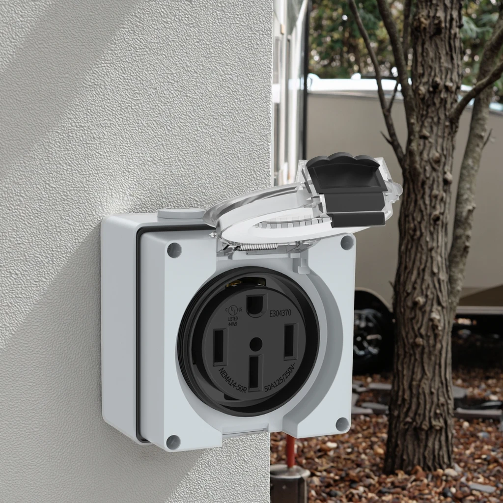 

50 Amp RV Outlet Box 125/250V NEMA 14-50R RV Receptacle ETL Listed Weatherproof Electrical Power Outlet Panel for RV Camper