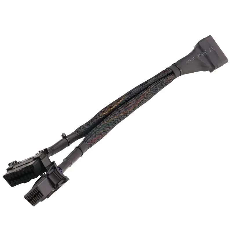 AS57-2 In 1 OBD2 Extension Cable OBDII Male To 2 Female Splitter Car Computer Connection Conversion Plug Socket 30CM