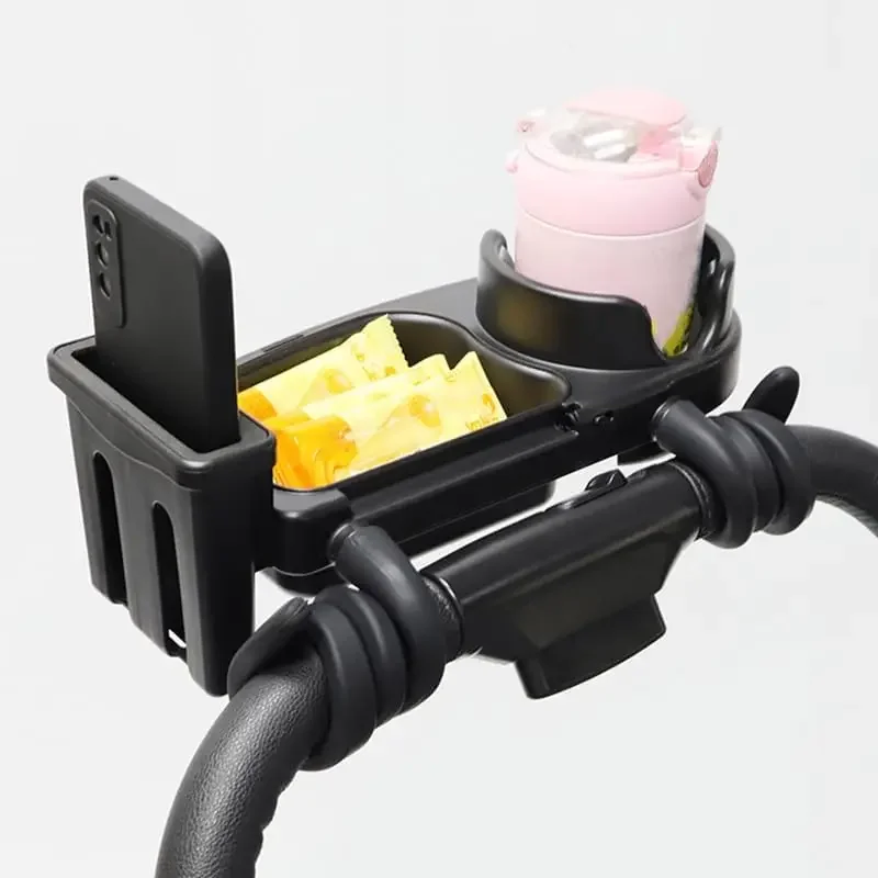 Silicone Flexible Arms 3 in 1 Stroller Snack Tray with Cup Holder with Phone Holder