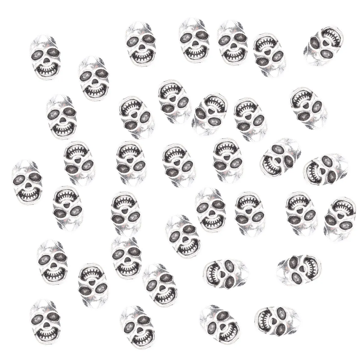 

50Pcs Alloy Skull Beads DIY Craft Accessories No Fade Durable for Bracelet Necklace Earrings Halloween Jewelry Making