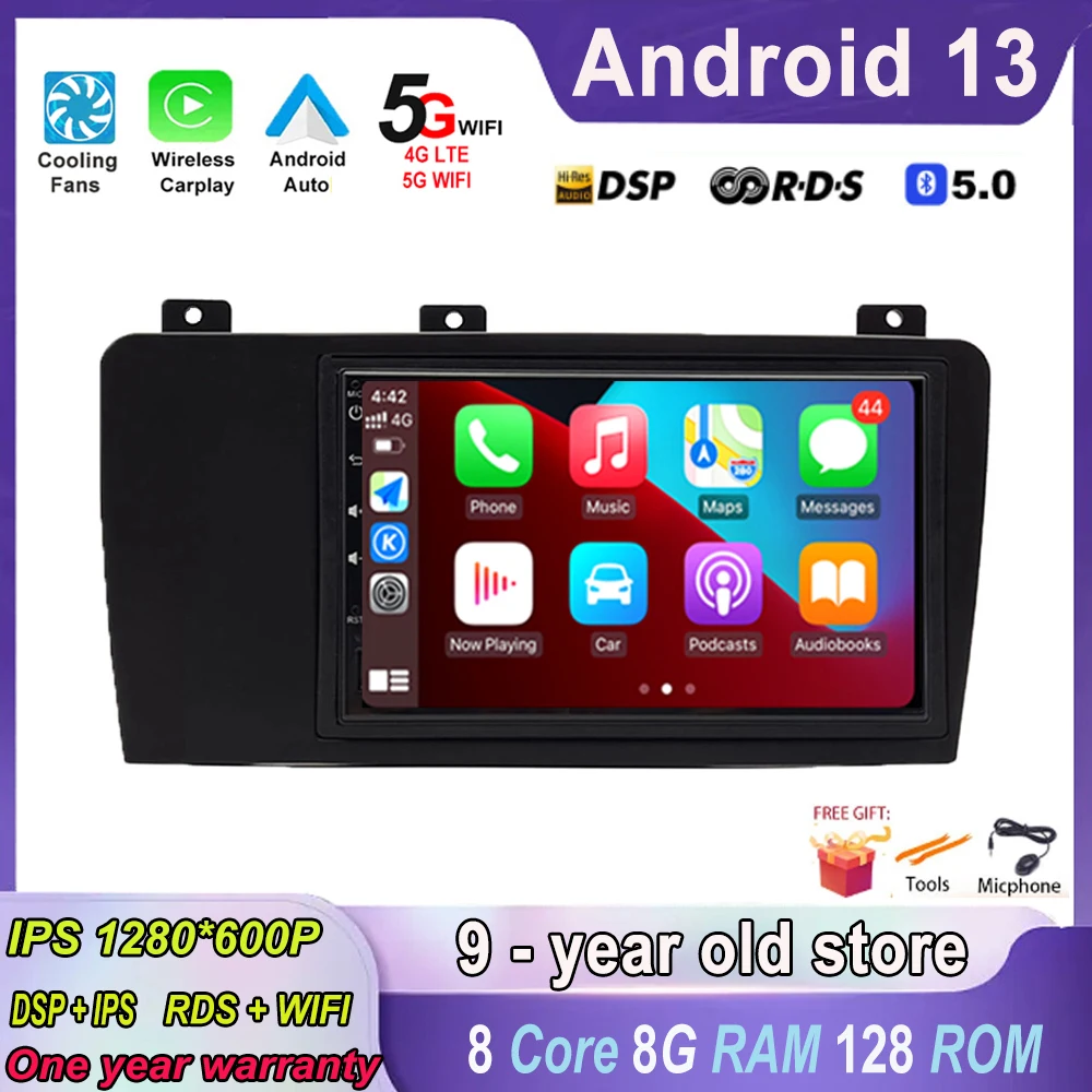

Carplay Android 13 Car Radio Multimedia Stereo Player WiFi GPS Navigation for Volvo XC70 / V70/S60 2005 - 2009