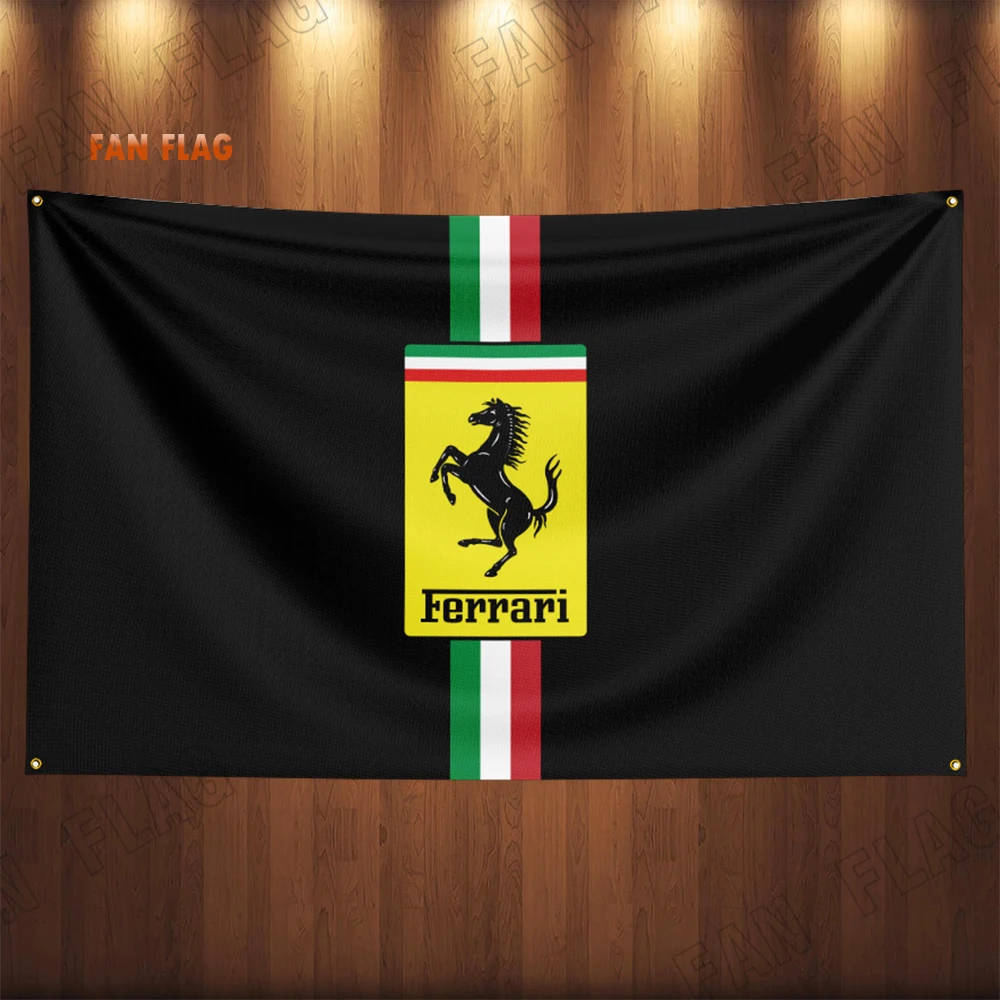 3x5 Ft Racing-F-Ferraris  Flag Polyester Digital Printing Banner Garage Wall Art Indoor Decoration with Brass Grommets