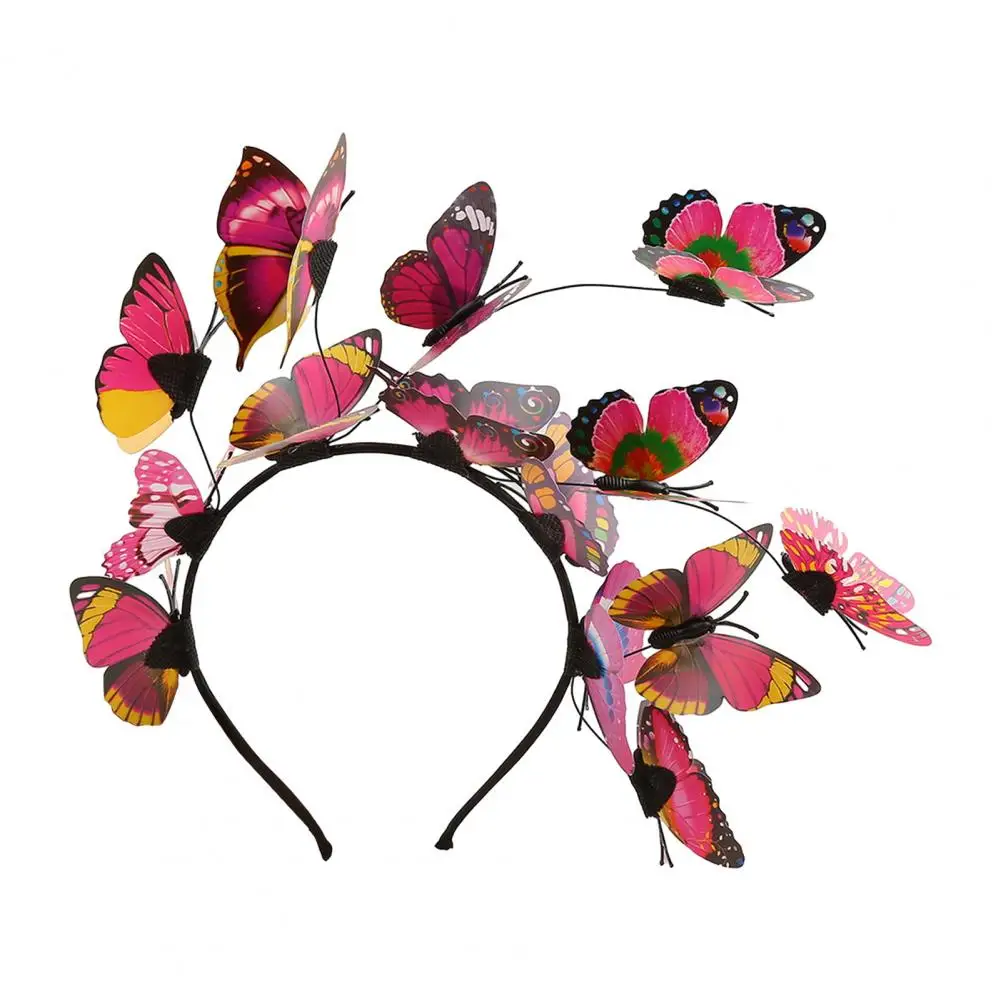 Hair Hoop Exaggerated Butterflies Decor Headband for Party Wedding Bohemian Hair Band Hoops Women Performance Headpiece Resin