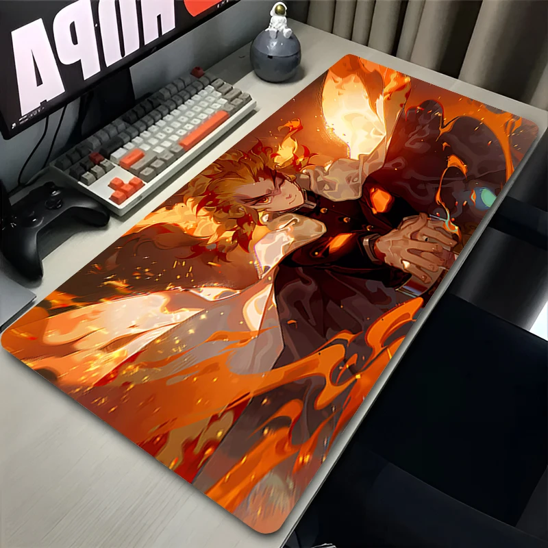 Mouse Pad locking mousepads Game play mats notebook computer Pad table mat PC carpet Demon Slayer Rengoku Kyoujurou Mousepad XXL