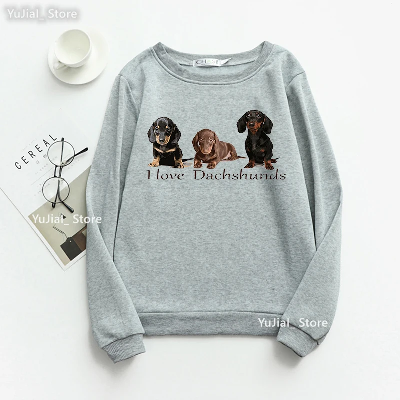 

I Love My Dachshund Graphic Print Hoody Women Harajuku Kawaii Dog Lover Sweatshirt Femme Long-Sleeved Jumper Dropshipping