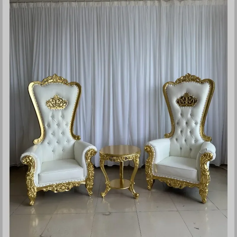 Factory Direct Hotel Bright Gold High Back King Seat Clubhouse Wedding Sofa Chair