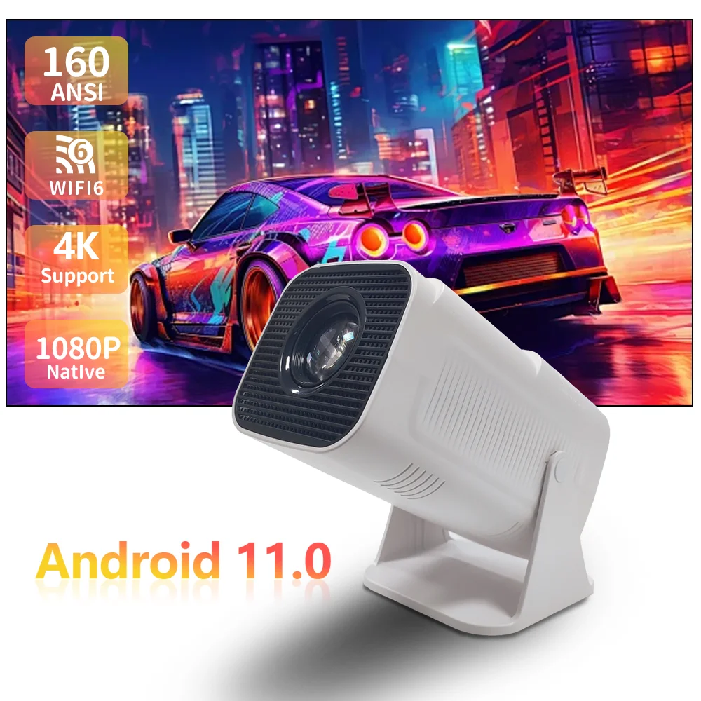 Portable Mini Projector 4K 1080P Full HD 5G WiFi 6 BT5.0 Automatic Horizontal Correction 180 ° Rotatable Outdoor Smart Projector