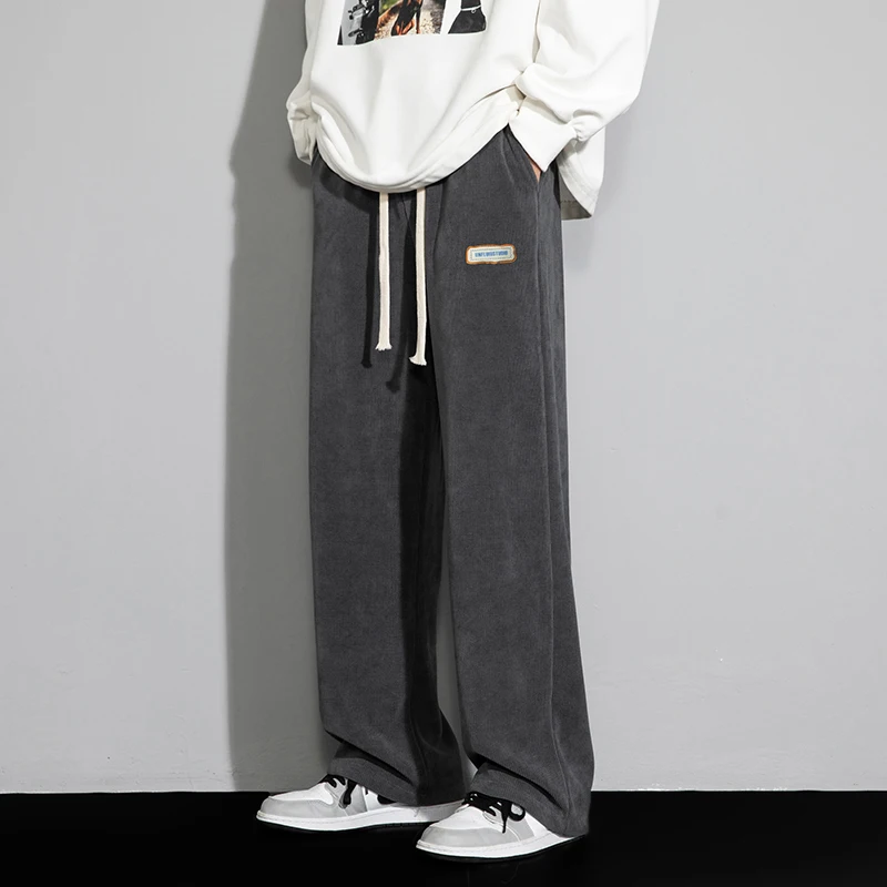 

Мужские прямые повседневные брюки свободного кроя в пол, американские ретро-спортивные брюки, весна-осень, новая модная коллекция, длинные.