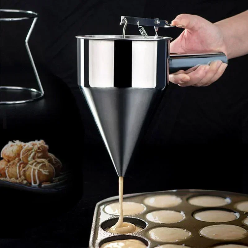 1pcs Stainless Steel Funnel Dispenser with Rack Cupcake Pancake Batter Maker Octopus Fish Ball Home Kitchen Baking Tools Baking