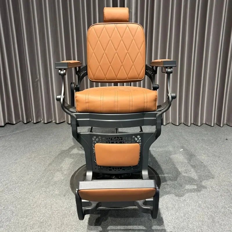 Reclining Barber Chair for Men Retro Oil Head Salon Furniture Adjustable Shampoo Perm Dye Station Professional Haircut Seat