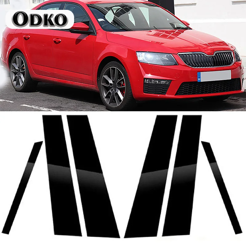 Window Decal Door Pillar Posts Trim Cover Sticker Car Accessories Fit For Skoda Octavia Mk3 (5E) 2014 2015 2016 2017 2018 2019