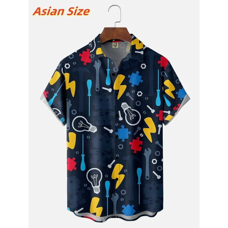 

3D Printed Colorful Cactus Flower Hawaiian Shirt For Men Cool Tool Pattern Blouse Summer Casual Loose Short Sleeve Aloha Shirts