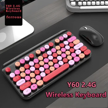 2.4G 무선 키보드 및 마우스 세트, 세련된 듀플렉스 컬러 기계식 키보드, 데스크탑 노트북용, 플러그 앤 플레이 키패드 