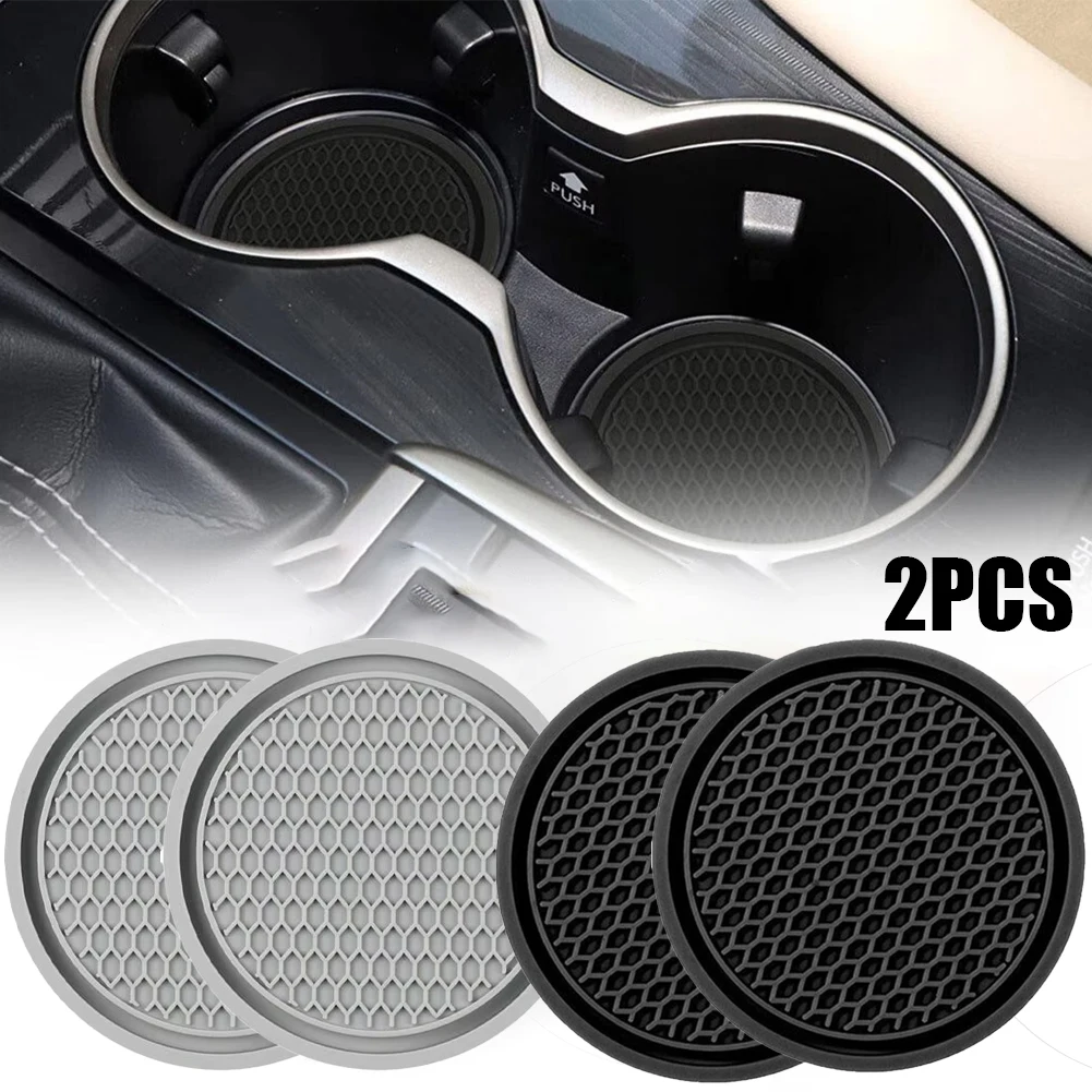 Porta-copos universal para carro, suporte antiderrapante para copos de carro, preto e cinza, tapete de borracha, acessórios interiores automotivos, suporte para bebidas embutido