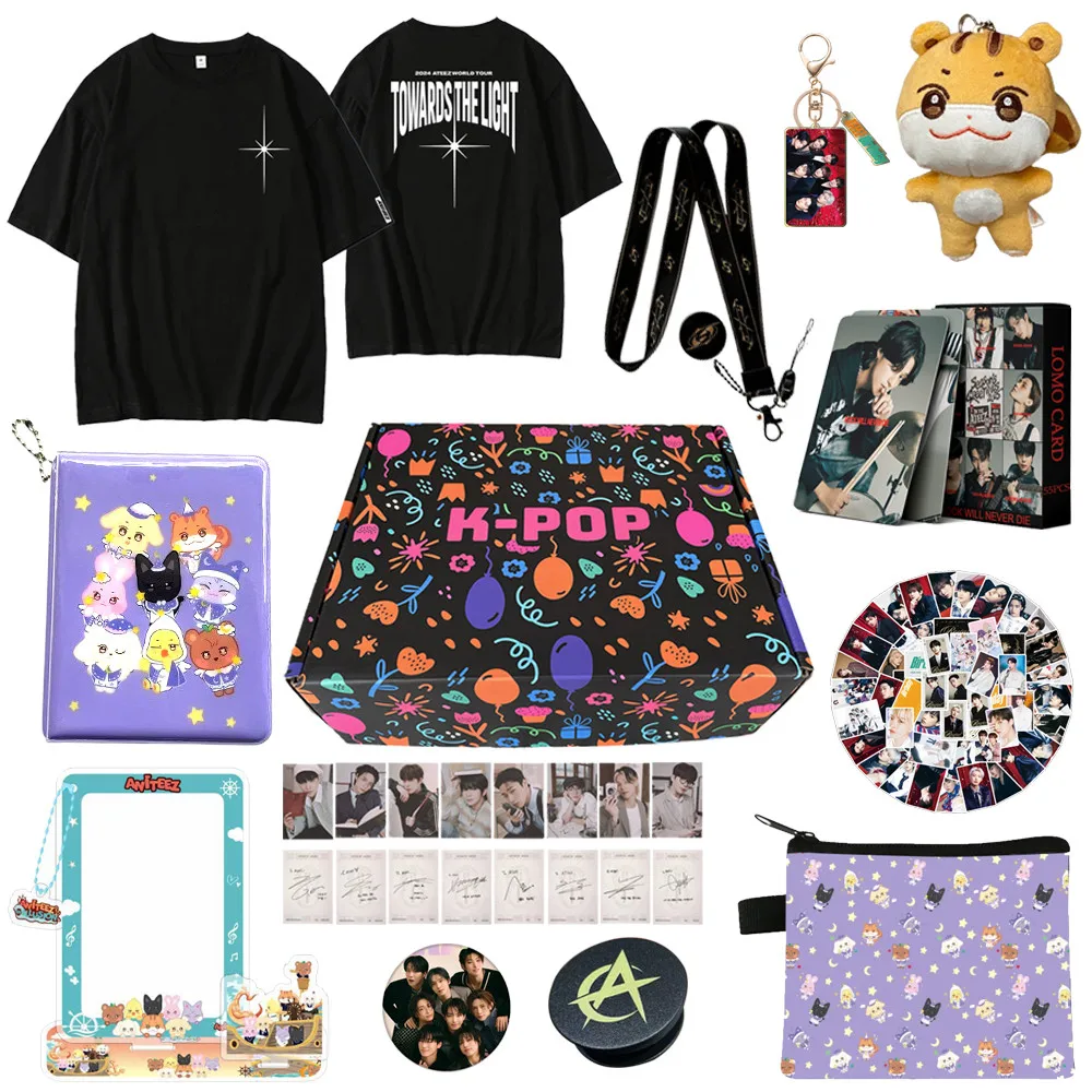 Kpop Gift Set Box for ANITEEZ (G)I-DLE IVE ZB1 Include T-shirt Plush Keychain Lomo Card Holder Album Standee Photocard Sticker