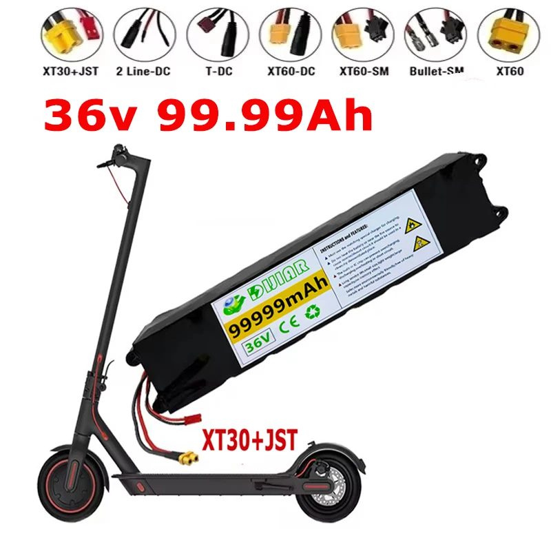 36V 99Ah 18650 Rechargeable lithium Battery pack 10S3P 500W High power for Modified Bikes Scooter Electric Vehicle,With BMS XT30