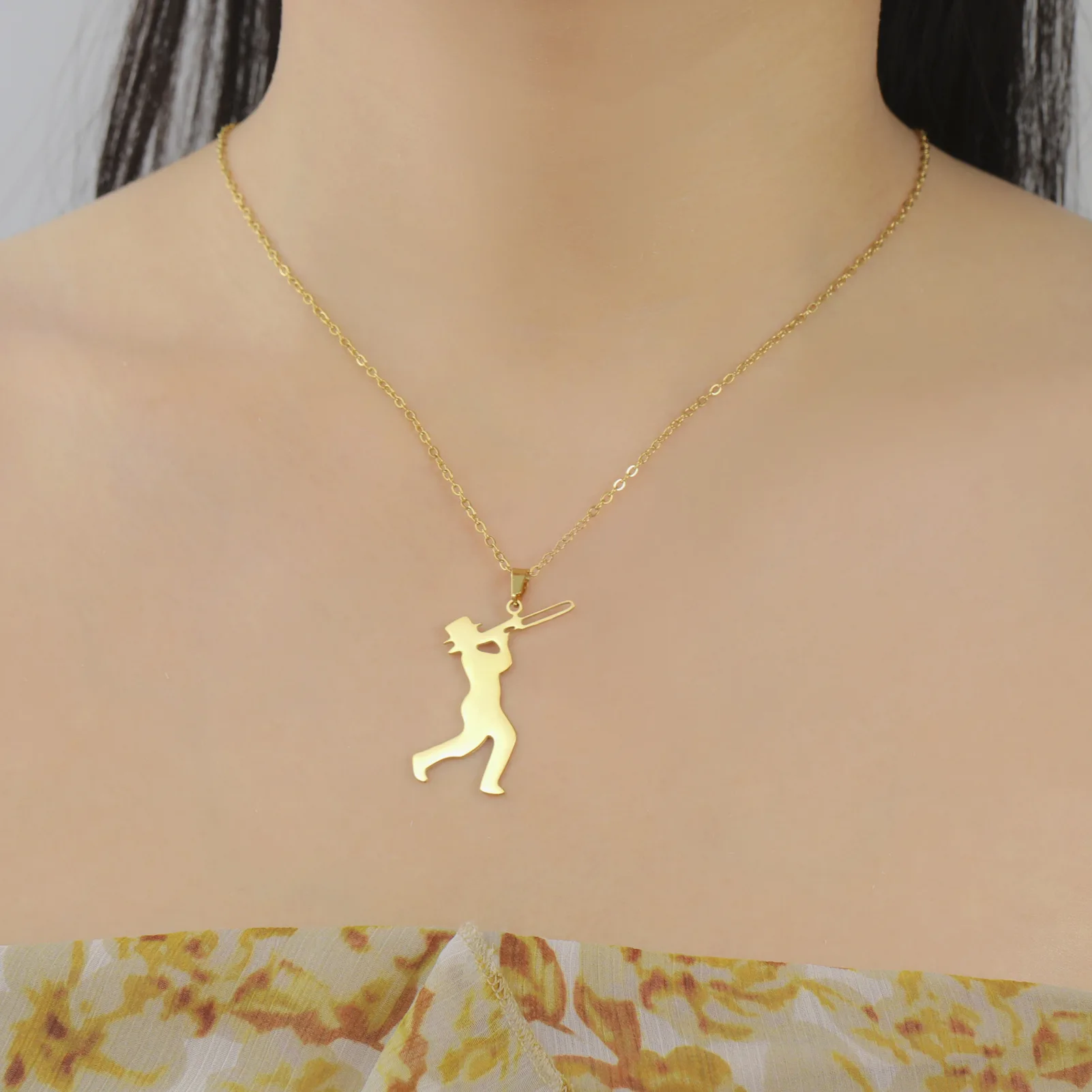 الفولاذ المقاوم للصدأ البوق الناي التشيلو ساكس آلة موسيقية قلادة قلادة مجوهرات رائعة هدية للنساء #2