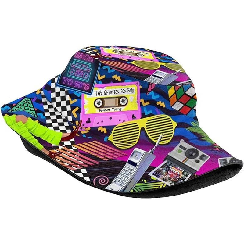 Fashion Retro 80s 90s Bucket Hat Rave Festival Party Outfit for Women Men