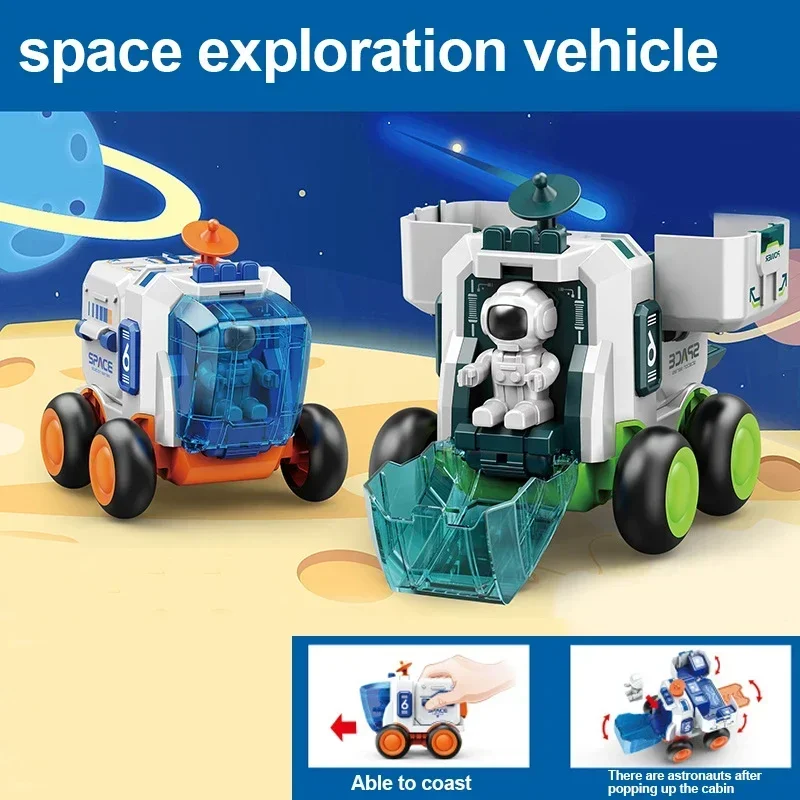 New Children Puzzle Space Toys Car Simulation Model Astronaut Rocket Spaceship Series Toy Inertia Detachable Car for Boys Gifts