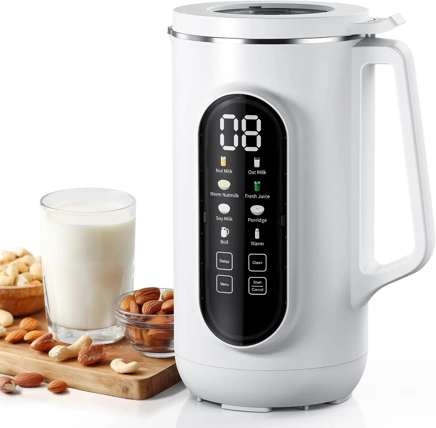 

10-in-1 Nut Milk Maker, 40oz Plant-Based Beverage Machine for Almond, Soy, Oat Milk with Delay Start and Auto Clean