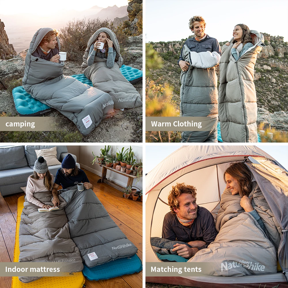 Naturehike M180 Sleeping Bag Ultralight Winter Spliceable Hooded Sleeping Bag Outdoor Camping Waterproof Machine Washable 1℃-12℃