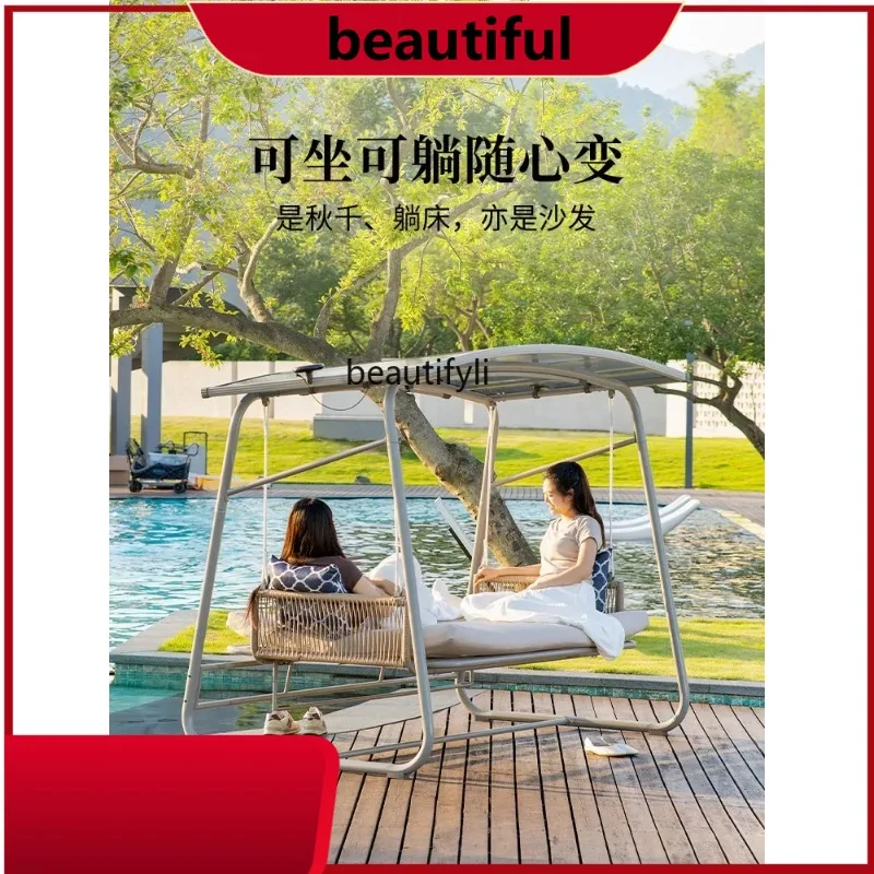 

Outdoor Courtyard to Swing Garden Glider Villa Outdoor Multi-Person Hammock Rocking Chair