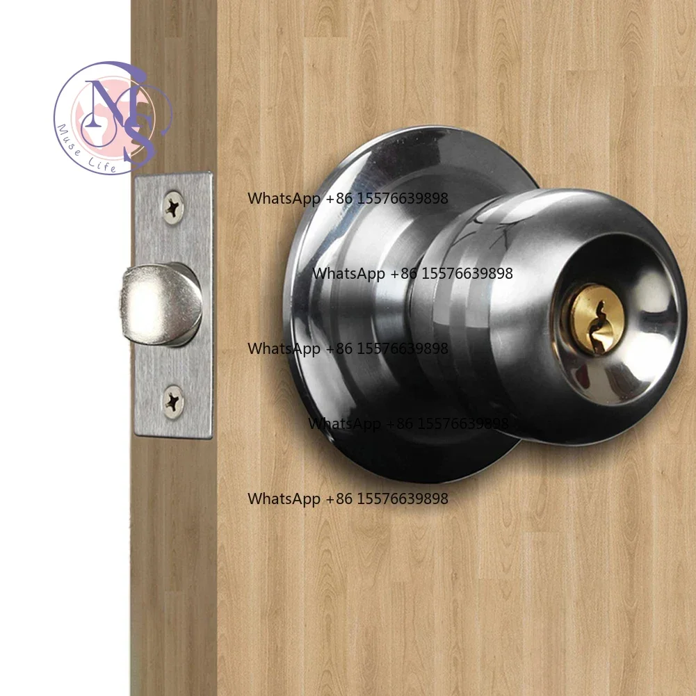 ZOCI-FOR Keyed Entry Round Door Knob with Lock, Stainless Steel Interior Exterior Door Lock for Bedroom Bathroom