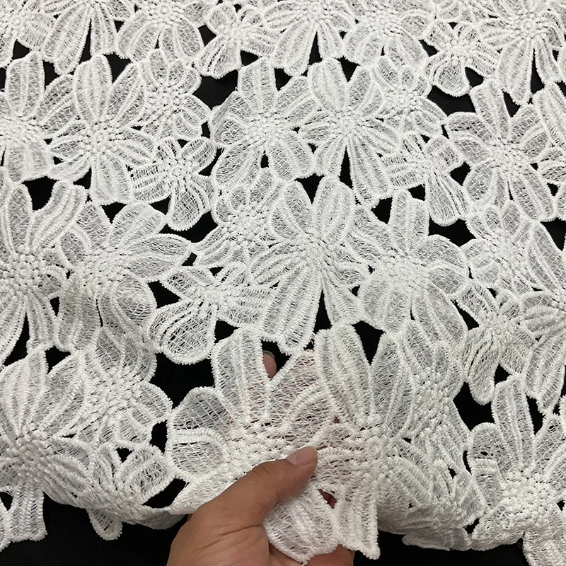 

White water-soluble milk silk lace hollow embroidery fabric for dress clothing designer DIY fabric sewing accessories