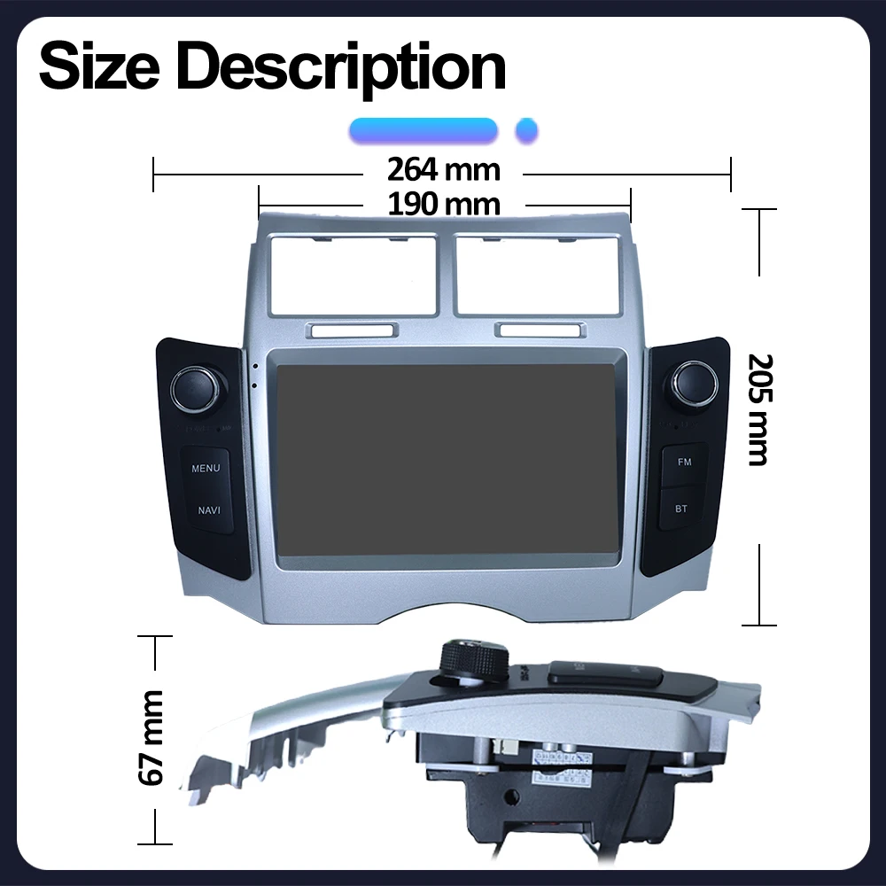 Car Radio Android 2din for Toyota YarisXP90 Vitz Platz 2005-2012 7" Multimedia Carplay Wireless Stereo Autoaudio Naviagtion GPS view 5