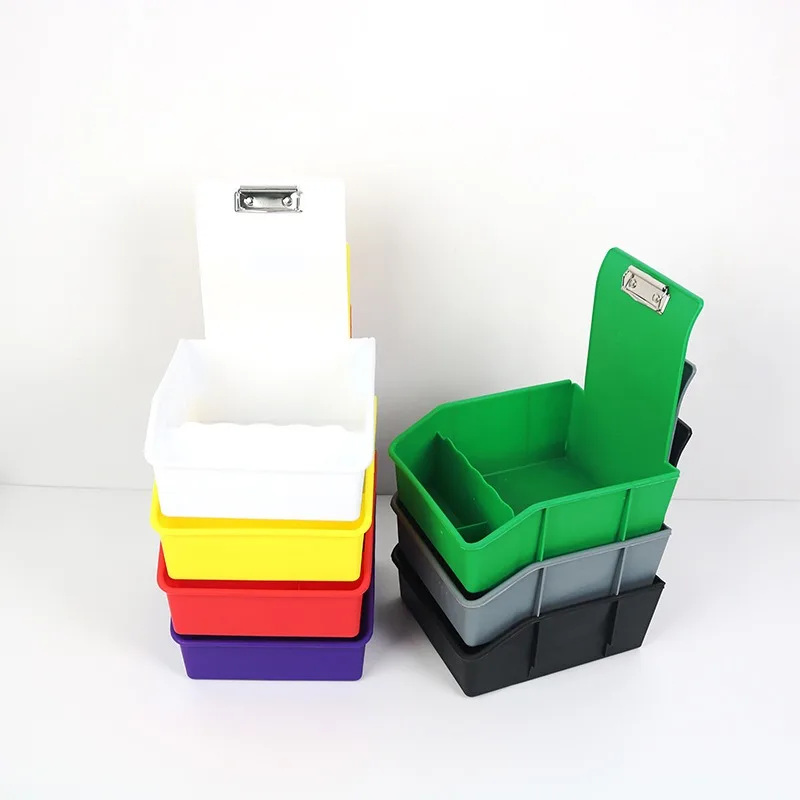 4PCS Extra Big Multicolor Dental Lab Work Pans Dentist Plastic Storage Sorting Box Organization Case with Iron Clips
