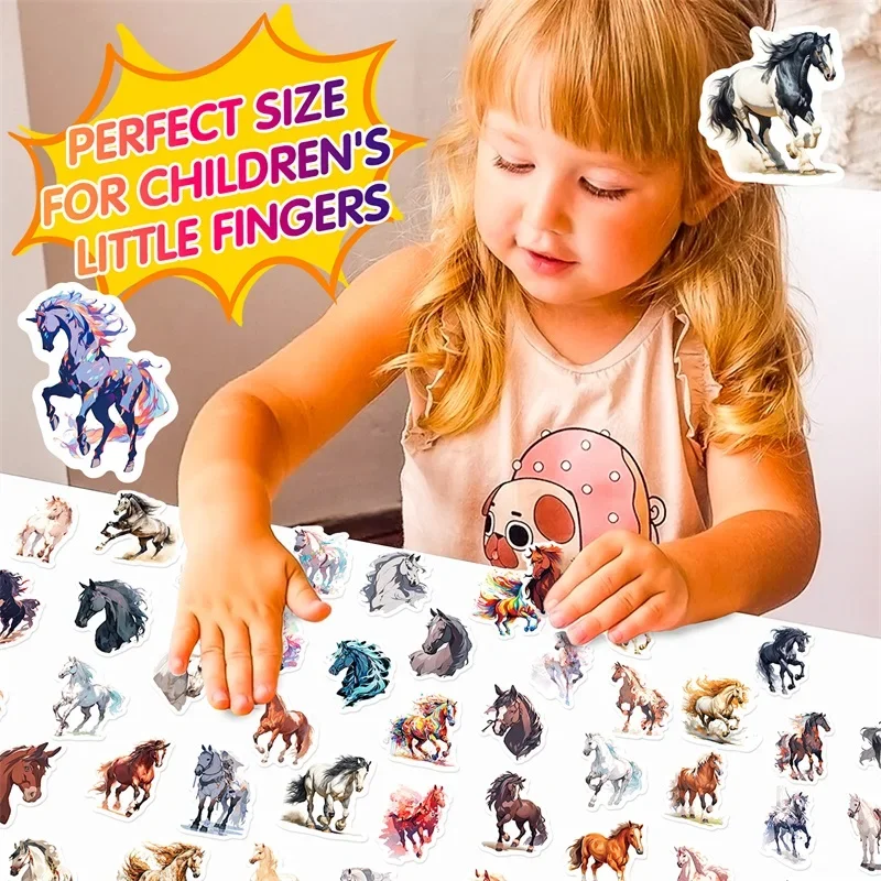 10/30/50PCS Cute Watercolor Horse PVC Sticker Aesthetic Children\'s Decoration Scrapbooking Stationery School Supplies for Kids