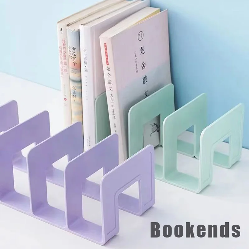 

Bookend 4 Grid Multi-Purpose Simple Bookend Book Storage Stand Organizer Holder Desk Bookshelf For Office Book File Cd Magazine