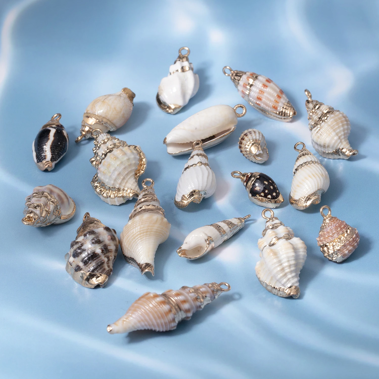 Various Conch Shape Golden Edge Pendant White Brown Black Shell Spacer Beads for Handmade DIY Decoration Necklace Accessories