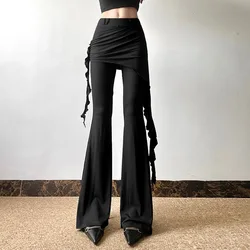 New Women's Solid Color Slim Fit Street Fashion High Waist Casual Straight Leg Micro Flared Pants