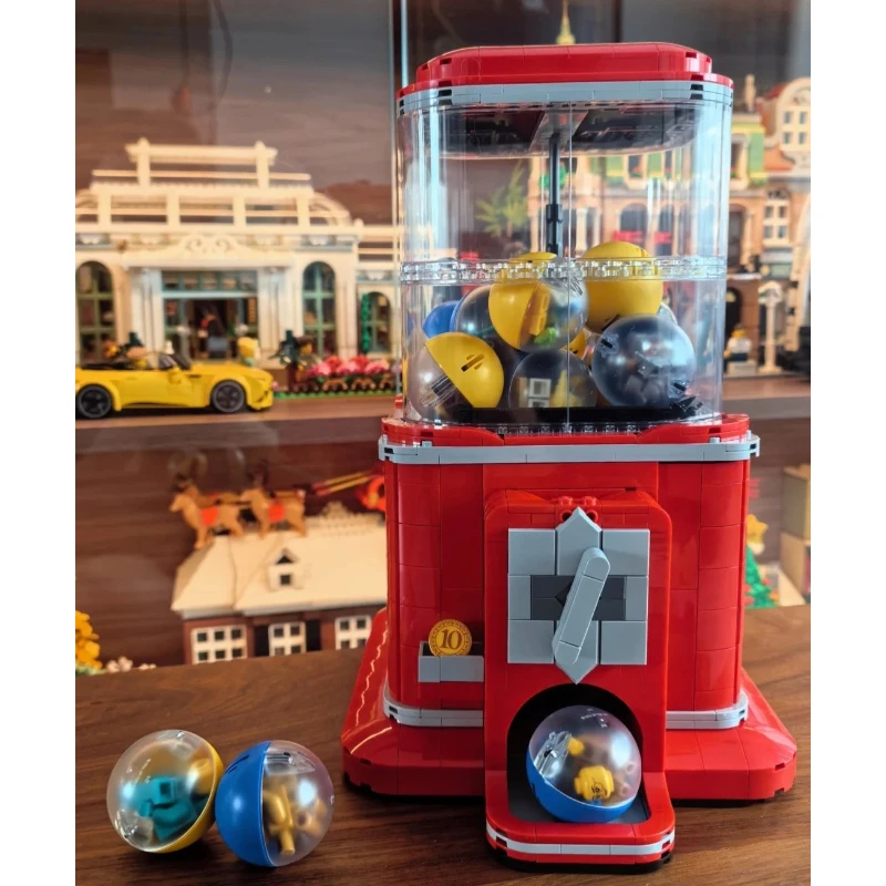 2025 새로운 창의 아이디어 자판기 세트 빌딩 블록 동전 작동식 놀이 게임 브릭 장난감 여자아이 남자아이 생일 선물 1343개