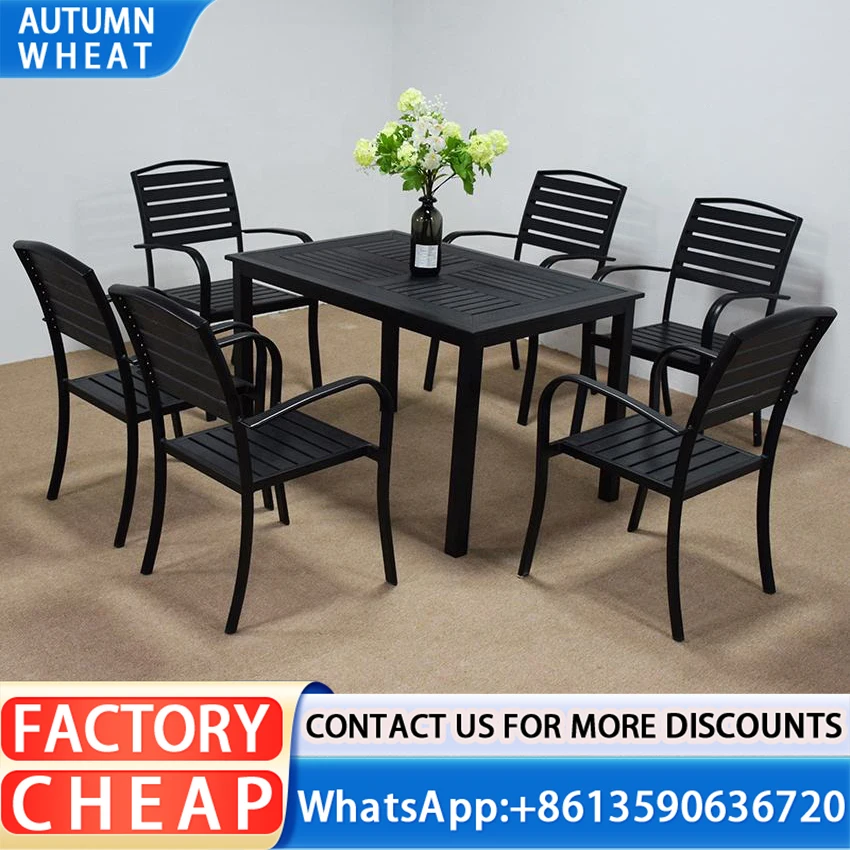 Waterproof Outdoor Furniture Garden Restaurant Hotel Powder Coated Aluminum Dining Chair Set