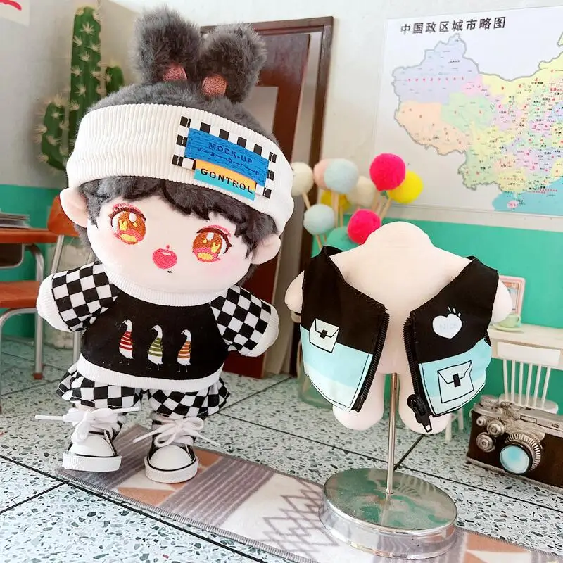 1 Set pakaian boneka untuk boneka idola 20cm, bando sepatu dengan tudung, aksesori pakaian untuk hadiah boneka katun Super Star