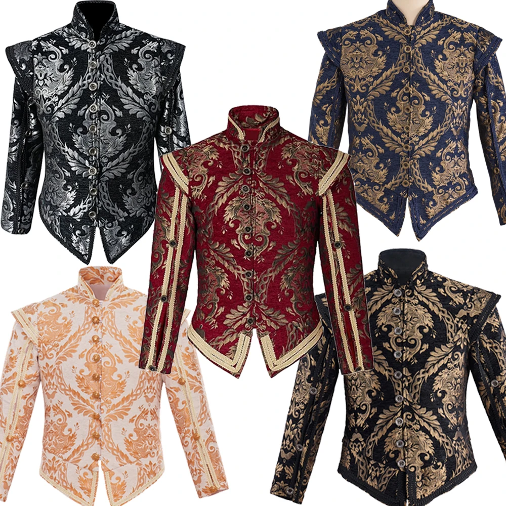 Herren Tudor-Jacke, Mantel, Renaissance, Tudor, elisabethanische Periode, edler König, Kolonial-Piratenkostüm, Doublet mit abnehmbaren Ärmeln