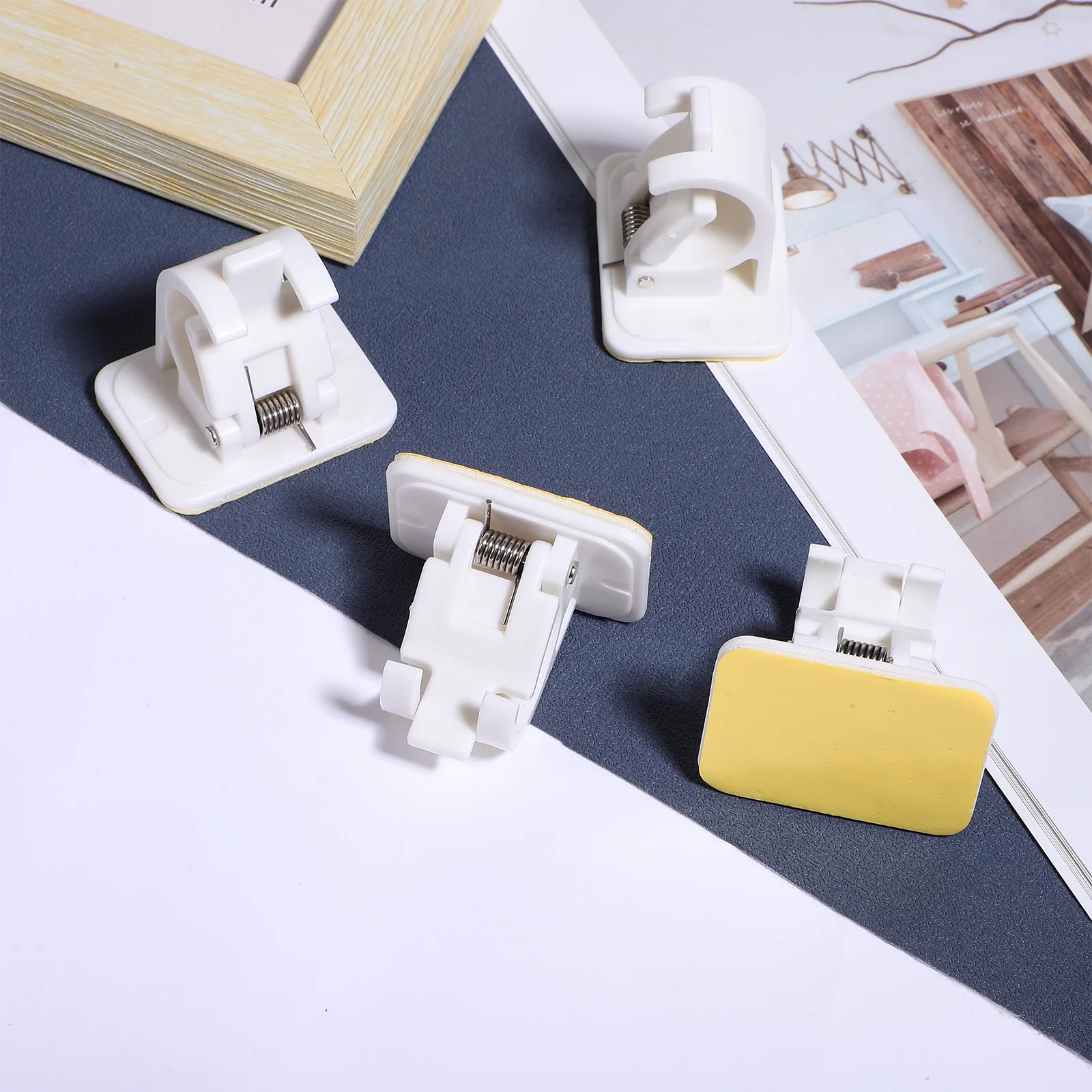 

10Pcs Self Adhesive Curtain Rod Holder Premium ABS Plastic Strong Stickiness No Tools Needed for Smooth Surfaces Nail Free