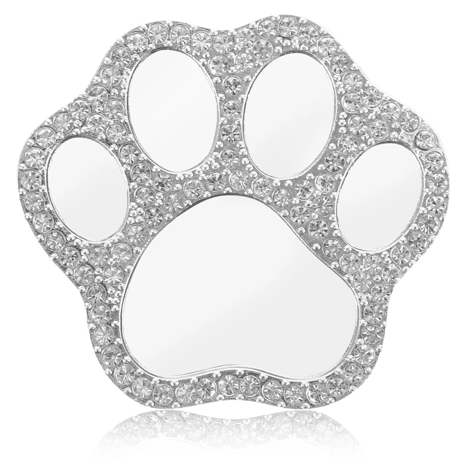 크리스탈 고양이 발 장식 DIY 휴대폰 케이스 데코 라인스톤 장식 미니 여행용 화장 거울 반짝이는 휴대용 폰 커버