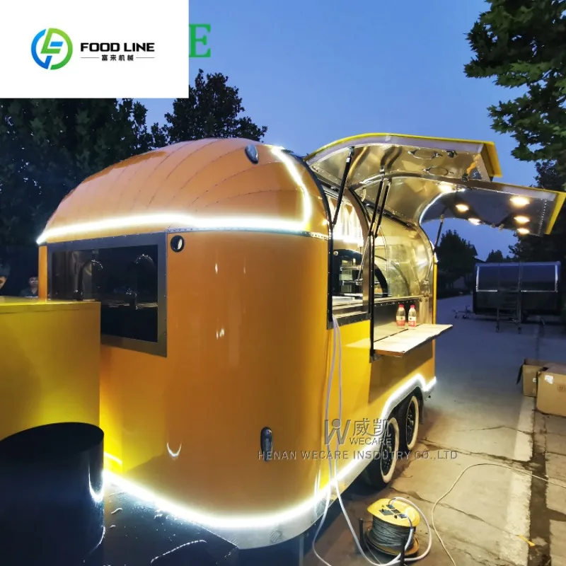 مخصص صغير الآيس كريم مقهى بار Remolque الغذاء فان شاحنة المطبخ المحمول مقطورة تقديم الطعام مجهزة بالكامل