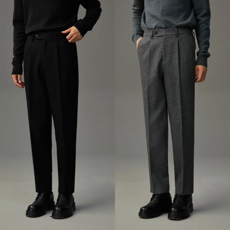 

Winter New Casual Trousers Men's Suit Pants with a Drape Diagonal Commercial Formal Long Pants