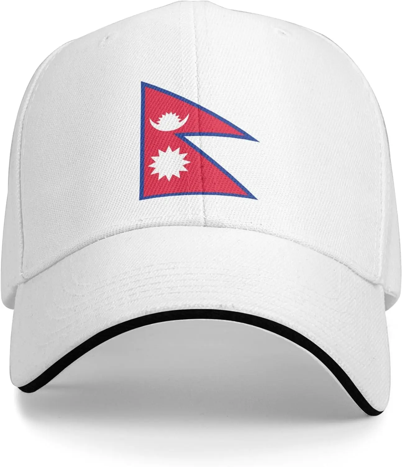 Nepali Flag Baseball Cap Men Women Adjustable Peaked Sandwich Dad Hats Golf Hat White