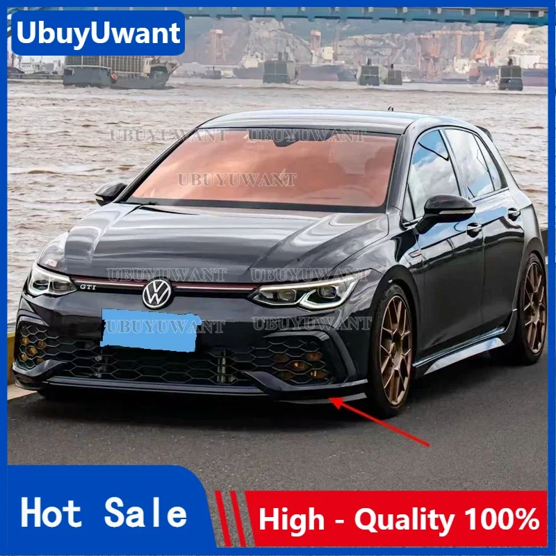 For VW Golf MK8 R-Line / GTI Car Bright Black /Other Colors Front Bumper Side Splitter Spoiler Trim Fog Light Canard 2020+